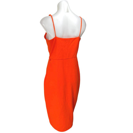 Aqua Orange Sleeveless Pleated Split Faux Wrap Cami Mini Sheath Dress Size M
