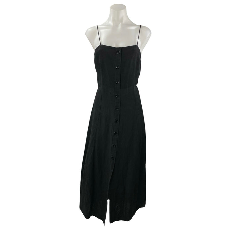 Oysho Black Sleeveless Cutout Back Button Front Cami Tank Midi A Line Dress Sz M