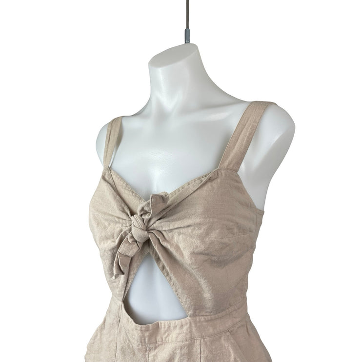 Abercrombie & Fitch Women's Beige Keyhole Sleeveless Tie Front Jumpsuit Romper 2