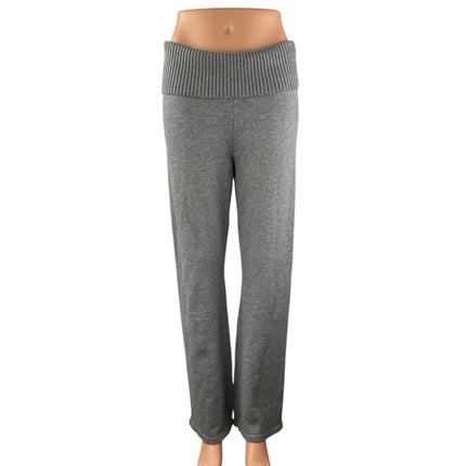 Aeropostale Women's Gray High Waisted Rib Knit Trim Flare Yoga Lounge Pants Sz L