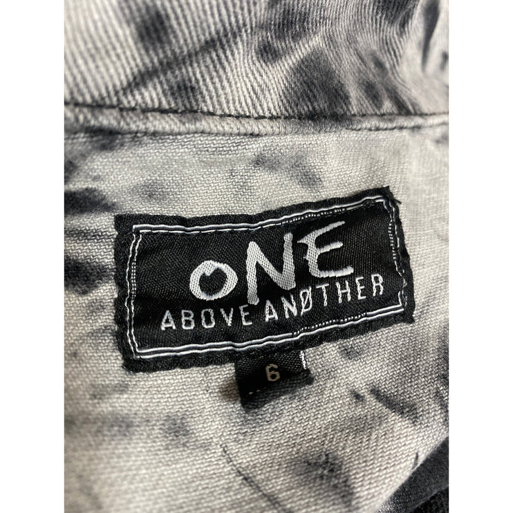 One Above Another Women's Gray Paint Splash Button Denim Overalls Jumpsuit Sz S