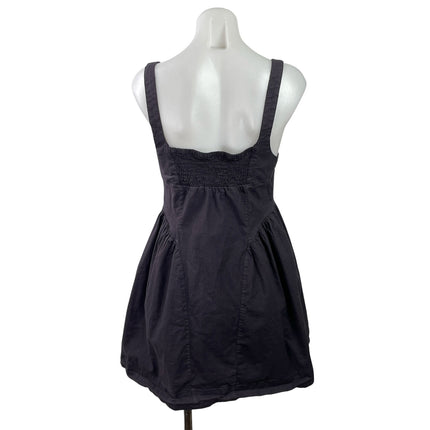 Free People Astrid Oxford Black Sleeveless Square Neck Button Down Mini Dress M