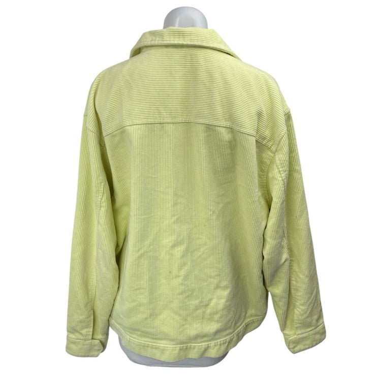 Supreme Women's Yellow Corduroy Long Sleeve Zip Up Collared Shirt Jacket Top L