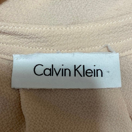 Calvin Klein Women's Beige Short Cap Sleeve V Neck Pleated Blouse Top Size S
