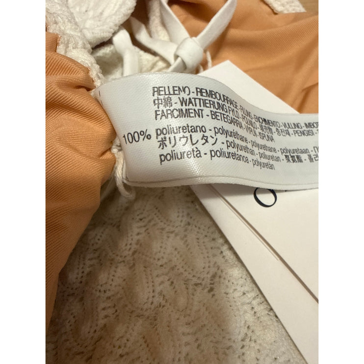 NEW Oysho Cream Crochet Knit Triangle Side Tie Two Piece Bikini Swimwear Size S
