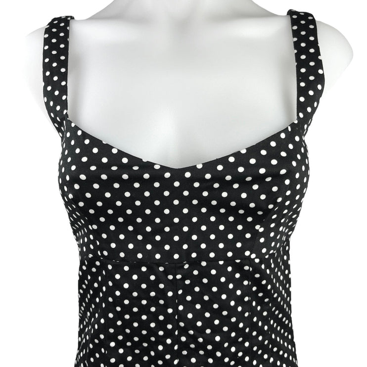 Zara Black White Polka Sleeveless Sweetheart Neck Playsuit Jumpsuit Romper Sz XS