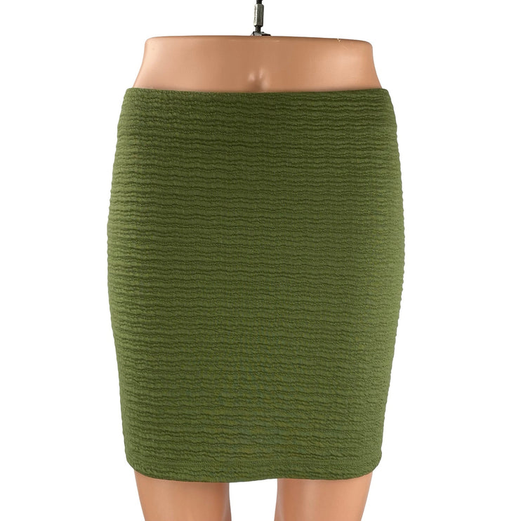 Topshop Women's Green Textured High Rise Mini Straight Pencil Bodycon Skirt Sz 6