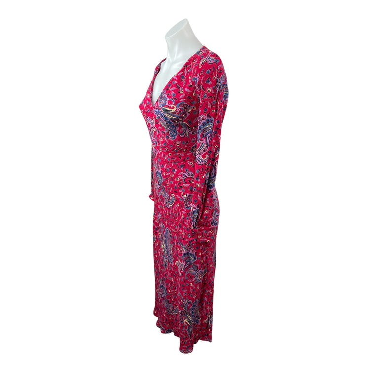 & Other Stories Marinette Paisley Floral Satin Long Sleeve Midi A-line Dress 0