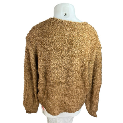 NEW Cider Women's Brown Teddy Fuzzy Button Down Cardigan Sweater Top Size 3XL