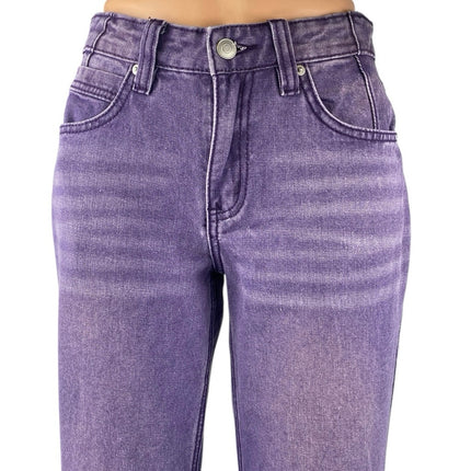 NEW Fashion Nova Ashtin Women's Purple Baggy Bootcut Flared Denim Jeans Size 0