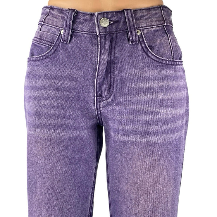 NEW Fashion Nova Ashtin Women's Purple Baggy Bootcut Flared Denim Jeans Size 0