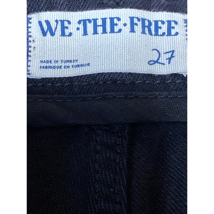 Free People We The Free Black Mid Rise Pleated A Line Bell Denim Jean Shorts 27