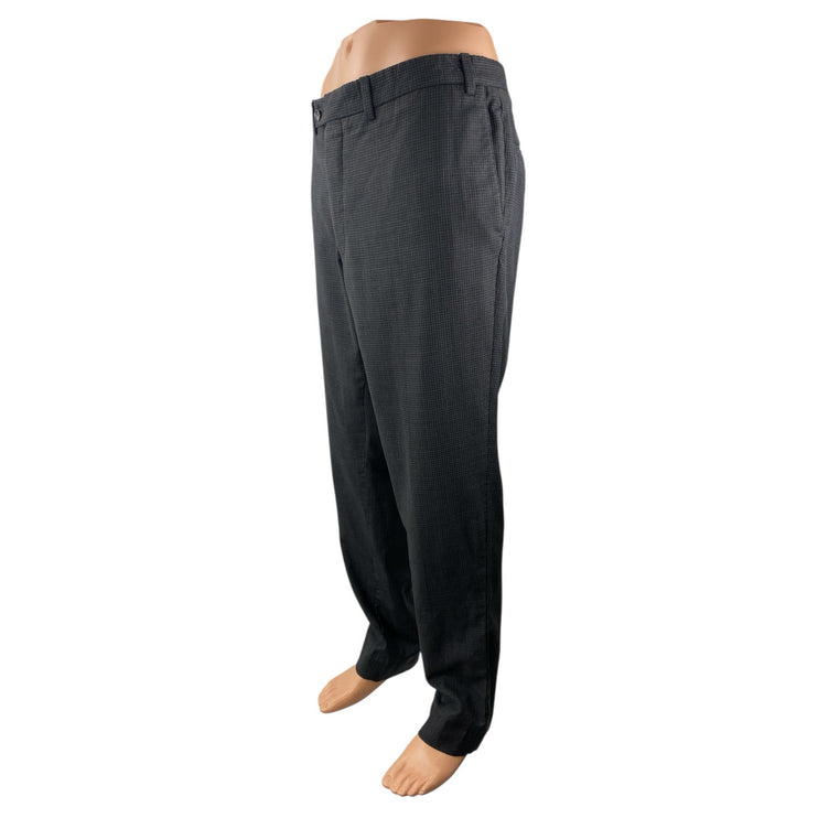 Jack Victor Men's Black Plaid Mid Rise Straight Leg Trousers Dress Pants Size L