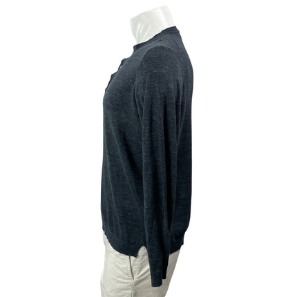 Thom Sweeny Gray Long Sleeves Knit Button Pullover Henley Tee T-shirt Top Sz XS