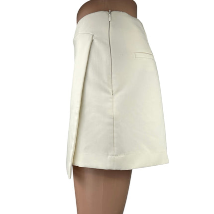 Zara Women's Cream White High Waist Mini Zipper Pencil Wrap Skirt Skort Size S