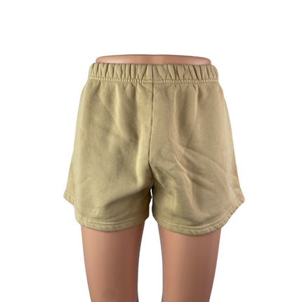 Aritzia TNA Cozy AF Tan Khaki Fleece High Rise Mini Lounge Sweat Shorts Size S