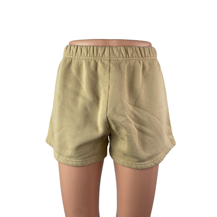 Aritzia TNA Cozy AF Tan Khaki Fleece High Rise Mini Lounge Sweat Shorts Size S