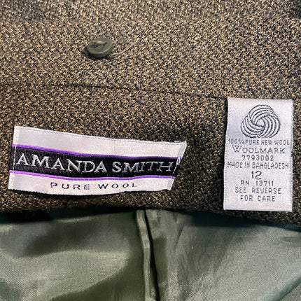 Amanda Smith 100% Wool Green Long Sleeve Single Breasted Blazer Coat Jacket 12