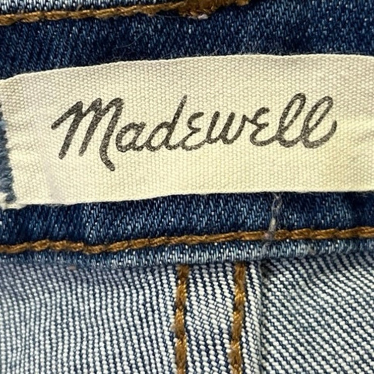 Madewell Blue Medium Wash Faded Distressed Denim Cropped Slim Boyjean Size 27