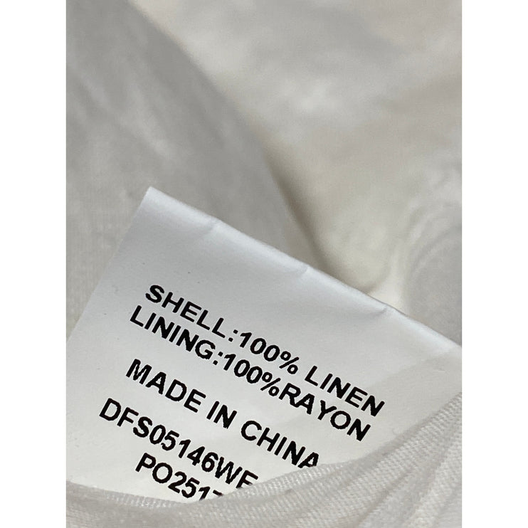 Dissh 100% Linen Women's White High Rise Midi Maxi Slip Flared A-Line Skirt Sz 4