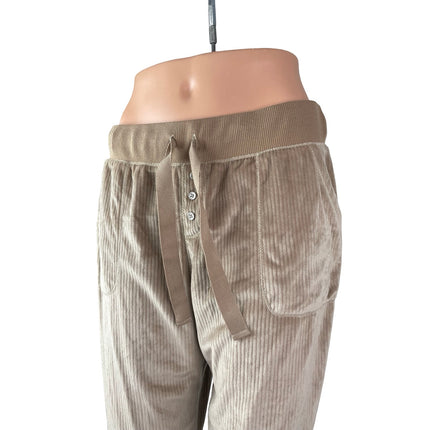 Womens Ribbed Velvet Velour Gym Activewear Tapered Trousers Jogger Sweat Pants M