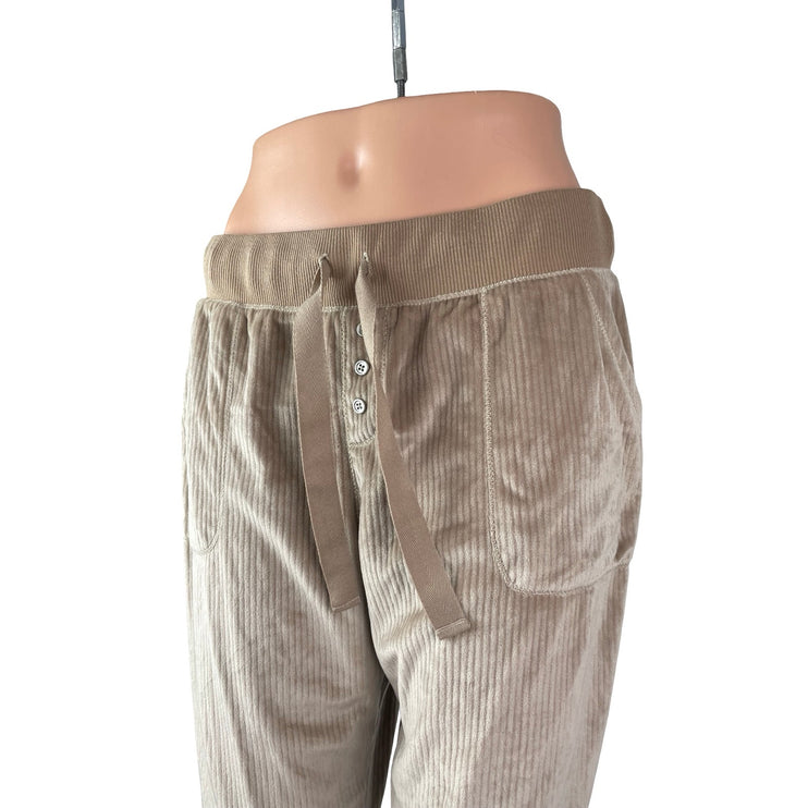 Womens Ribbed Velvet Velour Gym Activewear Tapered Trousers Jogger Sweat Pants M
