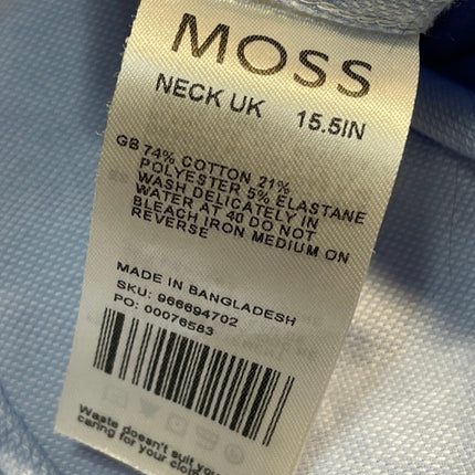 Moss London Men's Blue Long Sleeve Slim Fit Button Down Dress Shirt Size 15.5
