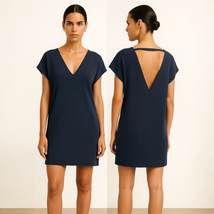 Slate & Willow Women's Blue Cap Sleeves with Back Cutout Lexi Shift Dress Size M