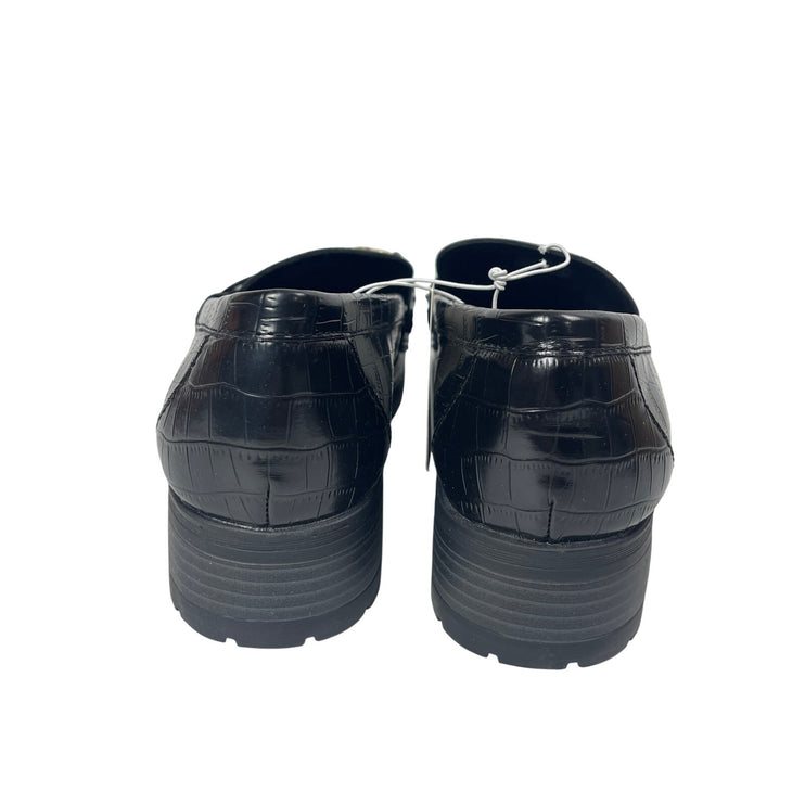 Old Navy Black Faux Leather Crocodile Chain Chunky Platform Loafers Shoes Sz 11