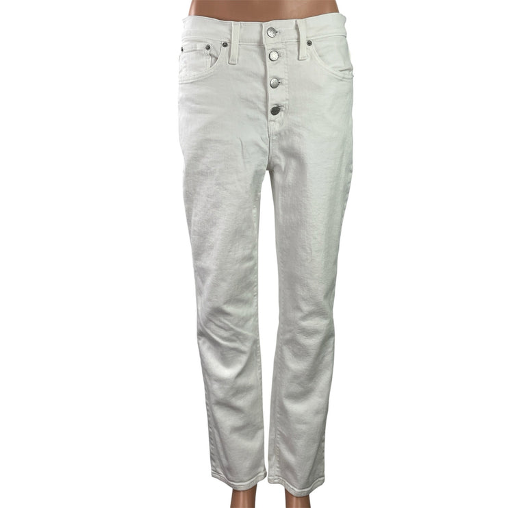 J.Crew Essentials Women's White High Rise Straight Leg Denim Jeans Pants Size 29
