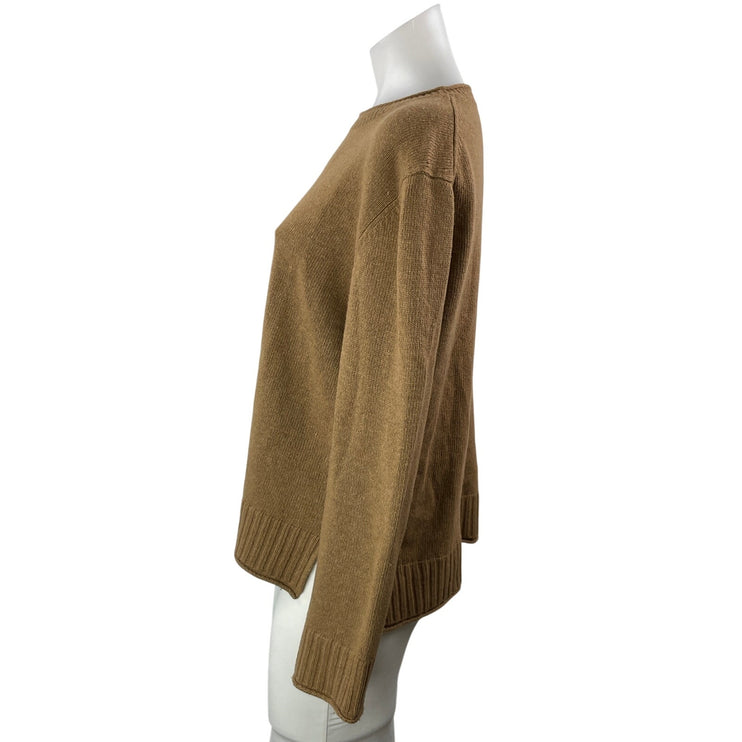 Jenni Kayne Women's Tan Wool Cashmere Crew Long Sleeve Knit Sweater Top Size S