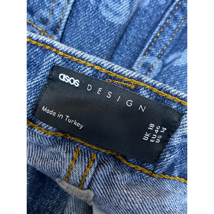 ASOS Women's Blue Weekend Collective Print Straight Leg Denim Jeans Size 14