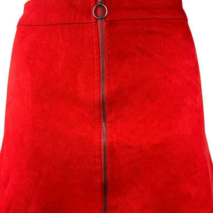 Zara Women's Faux Suede Zip Front Casual Party Straight A-Line Mini Skirt Size M