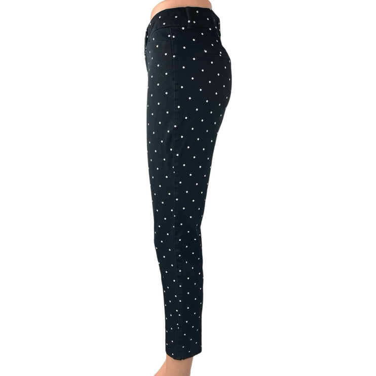 Old Navy Pixie Women's Black Polka Dots Mid Rise Skinny Crop Ankle Pants Size 6