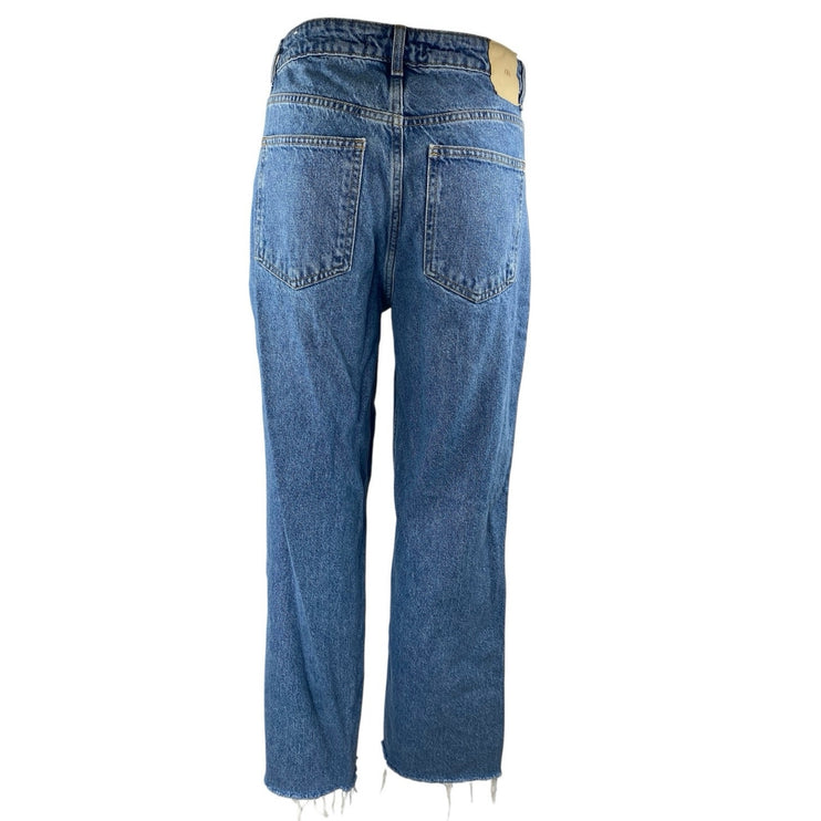 Zara Women's Blue High Waisted Relaxed Fit Straight Leg Denim Jeans Size 8