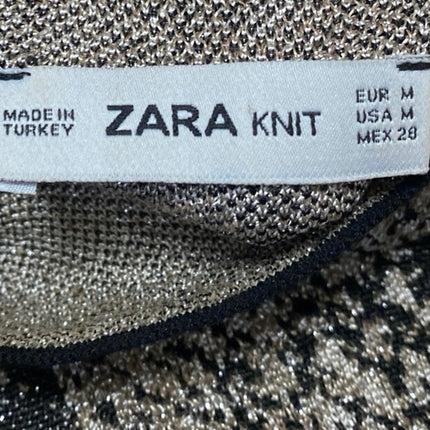 Zara Women's Beige Black Snakeskin Animal Print Long Sleeve Sweater Top Size M