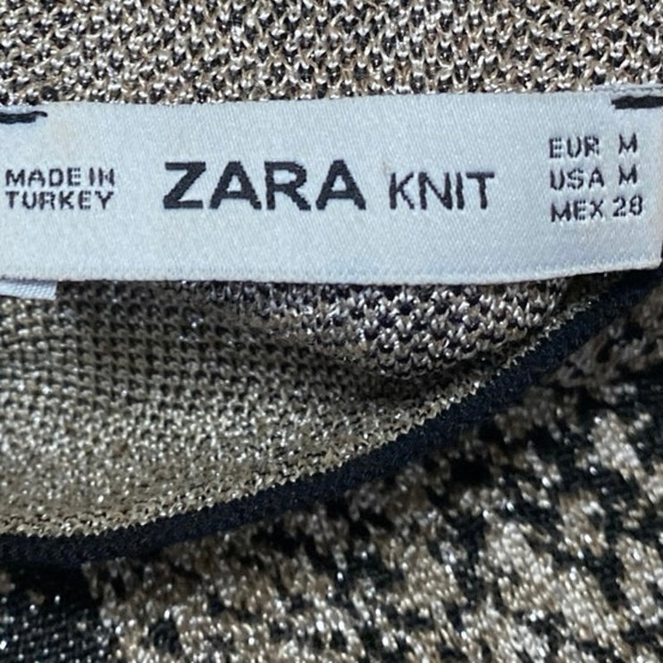 Zara Women's Beige Black Snakeskin Animal Print Long Sleeve Sweater Top Size M