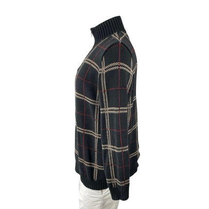 Lauren Ralph Lauren Men's Black Plaid 1/4 Zip Turtleneck Knit Sweater Top Size L
