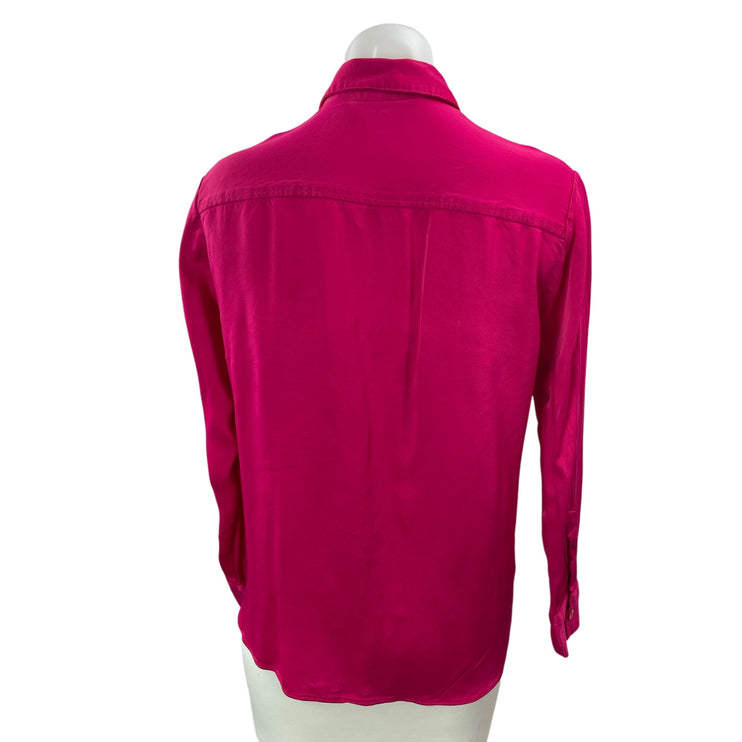 Zara Women's Pink Collared Long Sleeve Button Down Shirt Blouse Top Size M