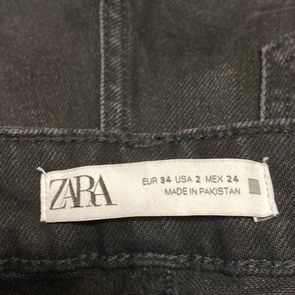 Zara Women's Black Wash High Waist Straight Tapered Leg Denim Jeans Pants Size 2