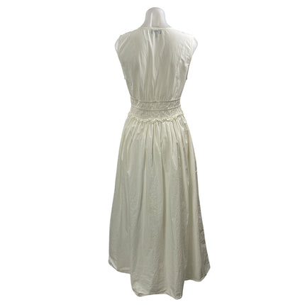 Topshop White Ivory Sleeveless Deep V Neck Ruffle Fit & Flare Maxi Dress Size 8