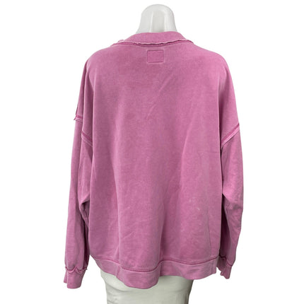 Free People Metti Crew Pink Long Sleeve Oversized Sweater Sweatshirt Top Size M