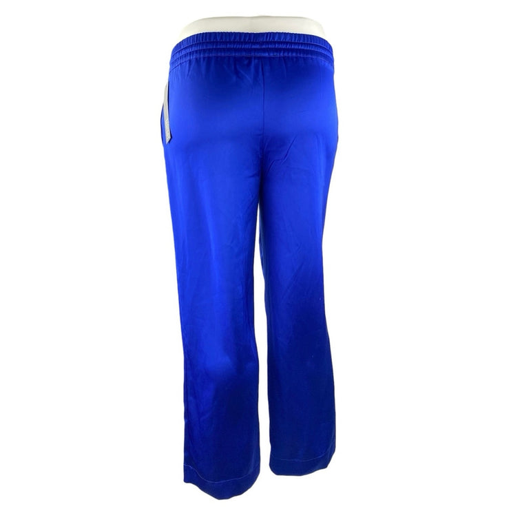 NEW Badgley Mischka Women's Blue High Rise Tassel Tie Wide Leg Trousers Pants L