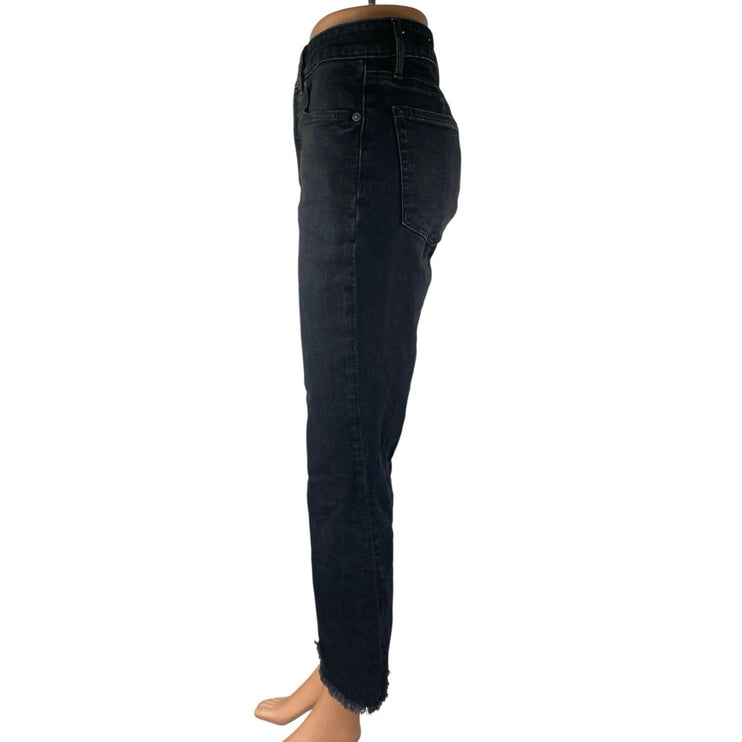 Ann Taylor LOFT Women's Black Frayed Raw Hem Flared Bootcut Denim Jeans Size 2