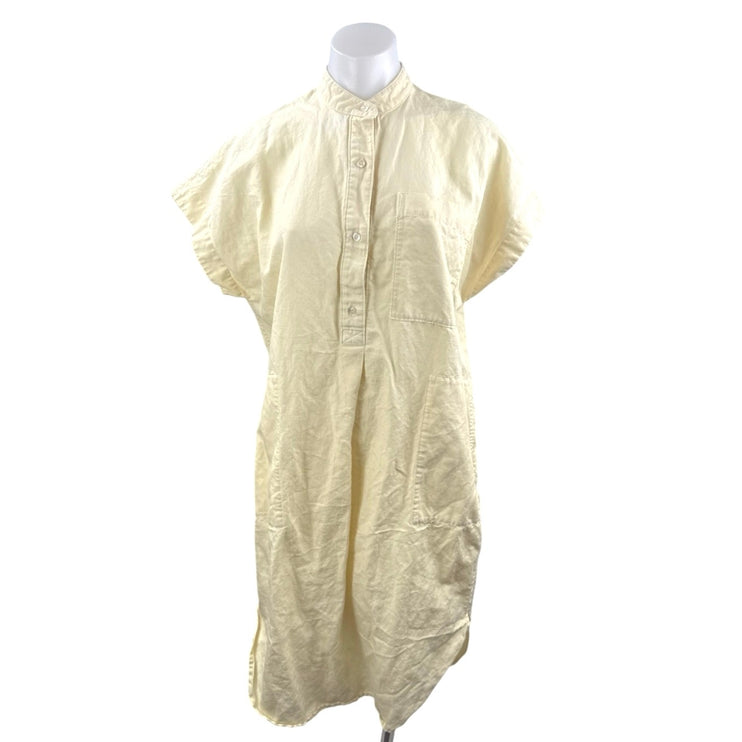 Aritzia Wilfred Beige Linen Short Sleeve Button Midi Polo Shirt Shift Dress XS
