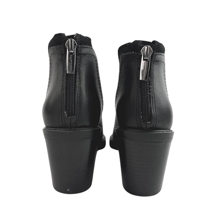 Vince Camuto Riggie Womens Black Leather Block Heel Pointed Toe Boots Bootie 7.5