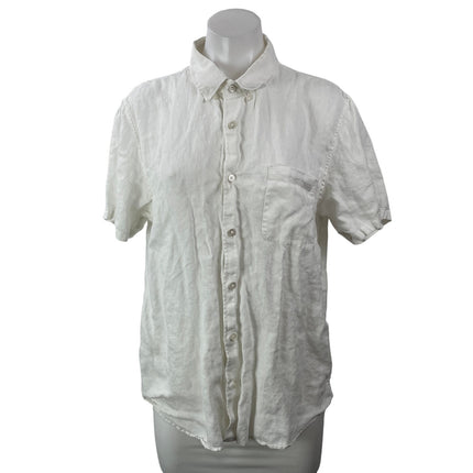 Everlane Women's White 100% Linen Short Sleeve Button Down Shirt Top Size M