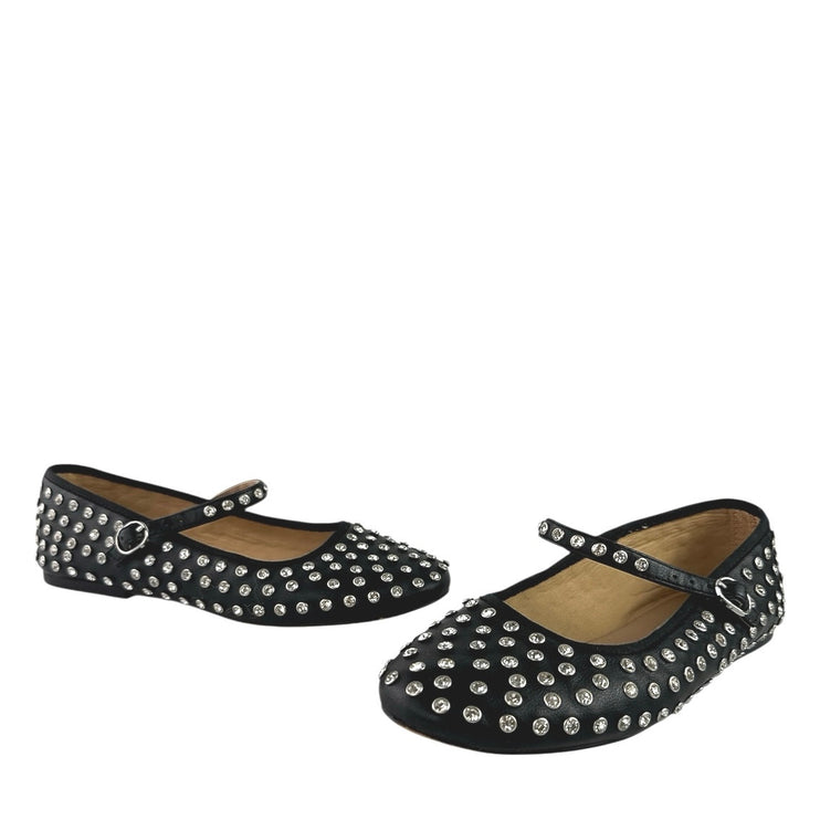 Steve Madden Vinetta Women's Black Rhinestone Studded Mary Jane Ballet Flats 7M