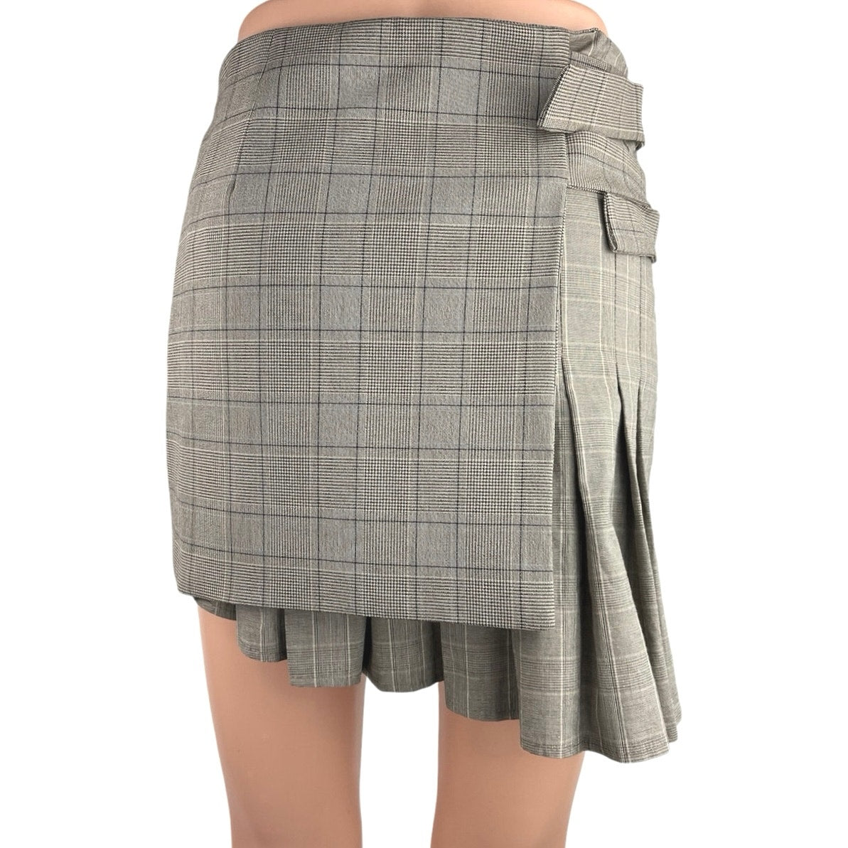 Grey Wool Grey Plaid Skirt Zara Zara Gray Plaid High Waisted Wrap