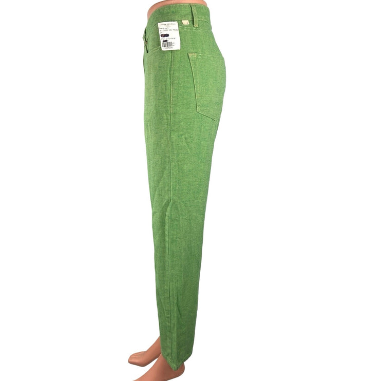 Bellerose NWT Green Mid-Rise Straight Leg Pockets Trouser Ankle Pants Size 28